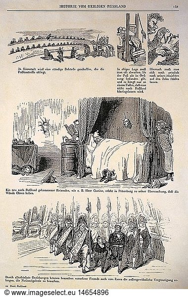 Kunst  DorÃ©  Gustave (1832 - 1883)  'Historie vom Heiligen Russland'  1854  Deutsche Ausgabe  Seite 141  Das MiÃŸtrauen RuÃŸland gegenÃ¼ber dem westlichen Ausland  Privatsammlung