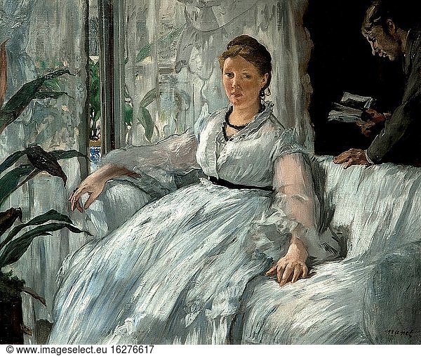 Kunst  Edouard Manet 1832-1883  Titel des Werks  Reading  1848-1883  Ölgemälde auf Leinwand cm 61 x 73 2.