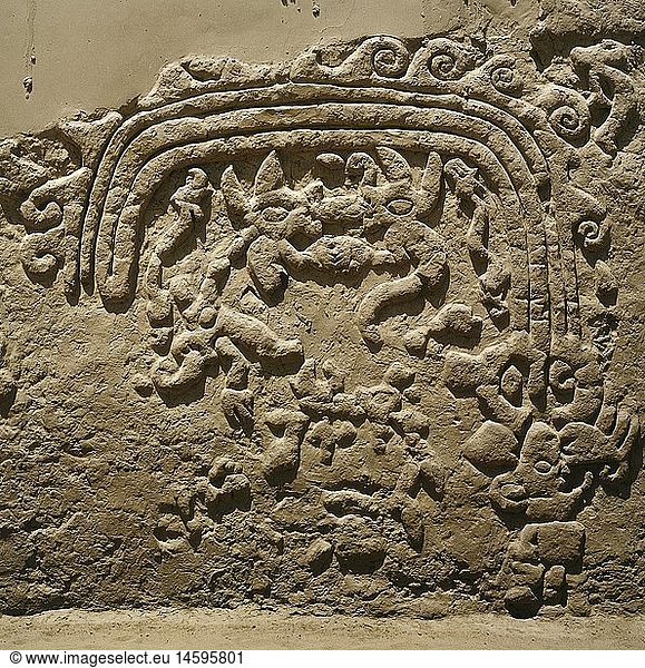 Kunst  Epochen  PrÃ¤kolumbianisch  Chimu  Bildhauerei  Relief von Tempelpyramide in Chan Chan  um 13. - 15. Jahrhundert  Stein  Trujillo
