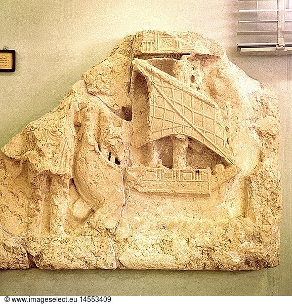 Kunst  Epochen  RÃ¶misches Reich  Bildhauerei  Relief  palmyrenisches Schiff  3. Jahrhundert n.Chr.  Kalkstein  Museum  Palmyra