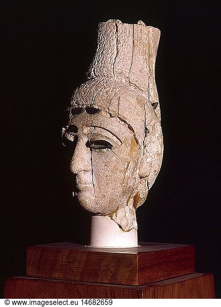 Kunst  Epochen  Ugarit (Ras Schamra)  Bildhauerei  Plastik  Kopf eines Mannes aus KÃ¶nigspalast  13. Jahrhundert v.Chr.  Elfenbein  Goldinkrustationen  Nationalmuseum  Damaskus