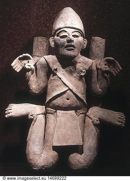 Kunst  Mexiko  Gefesselter (Opfer)  Statuette  Terrakotta  Veracruz  Mittlere Klassik (ca. 6./7. Jahrhundert)  85 x 65 x 25 cm  Privatsammlung