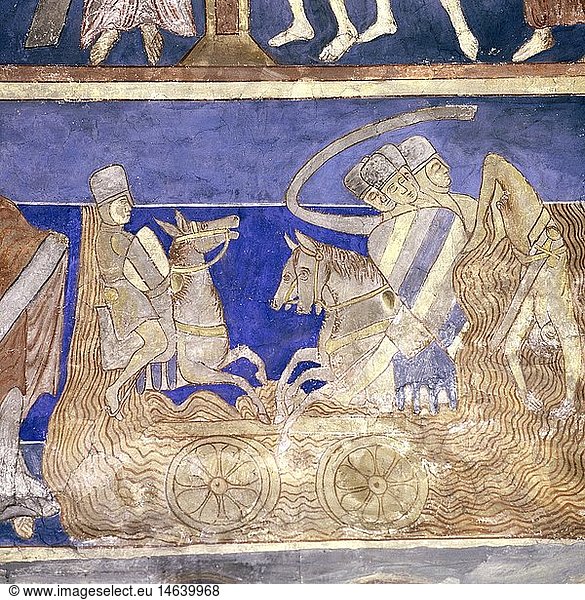 Kunst  Sakralkunst  biblische Szenen  Untergang der Ã„gypter im Roten Meer  GemÃ¤lde  Fresko  13. Jahrhundert  Kirche von BjÃ¤resjÃ¶  Ystad