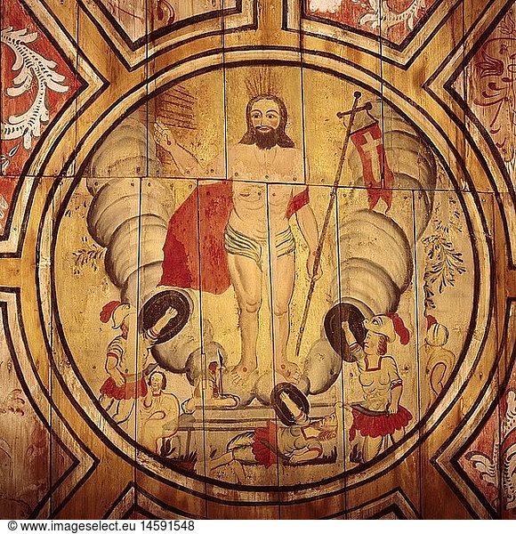 Kunst  Sakralkunst  Jesus Christus  Auferstehung  GemÃ¤lde  DeckengemÃ¤lde  Holz  1735  Kirche  Hedaret