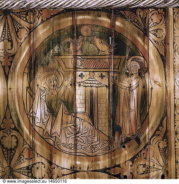 Kunst  Sakralkunst  Jesus Christus  Geburt  GemÃ¤lde  DeckengemÃ¤lde  Holz  13. Jahrhundert  Dorfkirche  DÃ¤desjÃ¶