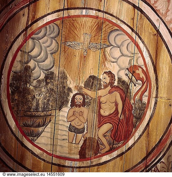Kunst  Sakralkunst  Jesus Christus  Taufe  GemÃ¤lde  DeckengemÃ¤lde  Holz  1735  Kirche  Hedaret