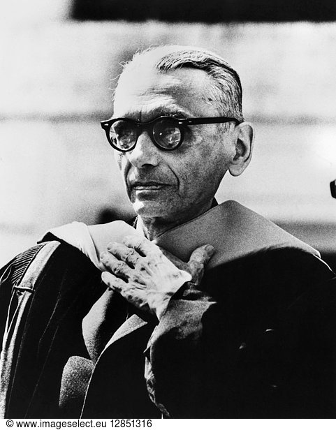 KURT GÖDEL (1906-1978). American (Austrian-born) mathematician and logician. Photographed while being awarded an honorary degree at Amherst College in Amherst  Massachusetts  1967.