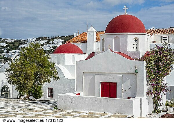 Kykladische griechisch-orthodoxe Kirche  Altstadt Chora  Mykonos Stadt  Mykonos  Kykladen  Griechenland  Europa