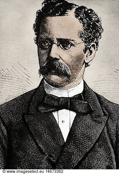 LÃ¼deritz  Adolf  16.7.1834 - 24.10.1886  deut. Kaufmann  Portrait  Xylografie Ende 19. Jahrhundert  nachkoloriert LÃ¼deritz, Adolf, 16.7.1834 - 24.10.1886, deut. Kaufmann, Portrait, Xylografie Ende 19. Jahrhundert, nachkoloriert,
