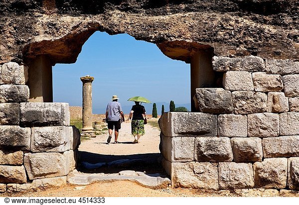L´ Escala Roman area of Ampuries ruins Gate in the Roman wall Costa Brava Girona province Catalonia Spain