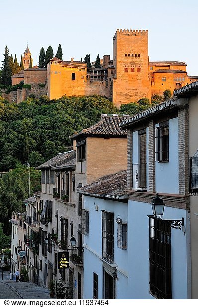 La Alhambra from El Albaicín. Granada. Andalusia. Spain
