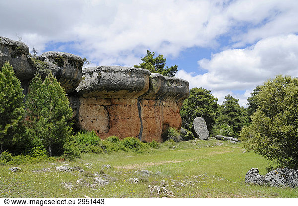 La ciudad encantada  die verzauberte Stadt  Felsformationen  Erosion  Felsen  Naturdenkmal  Kalklandschaft  Cuenca  Kastilien La Mancha  Spanien  Europa