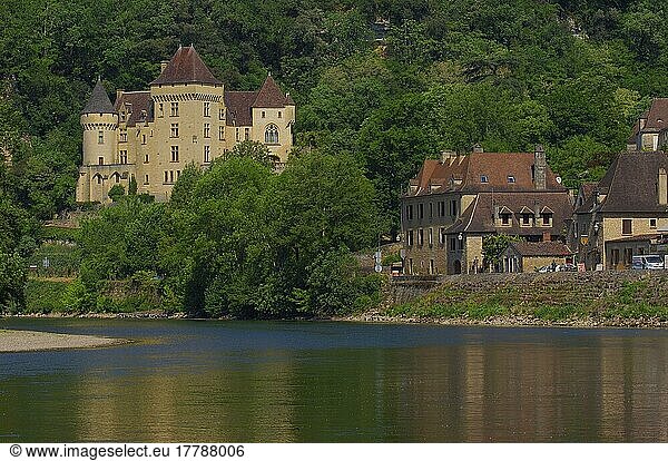 La Roque Gageac  Schloss Malartrie  Perigord  Fluss Dordogne  Dordogne Fluss  Dordogne Tal  Perigord Noir  Aquitanien  Frankreich  Europa
