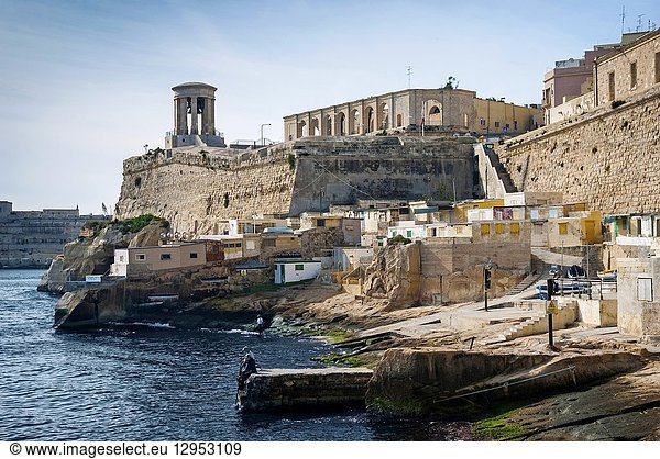La valletta famous old town fortifications architecture scenic view in malta.
