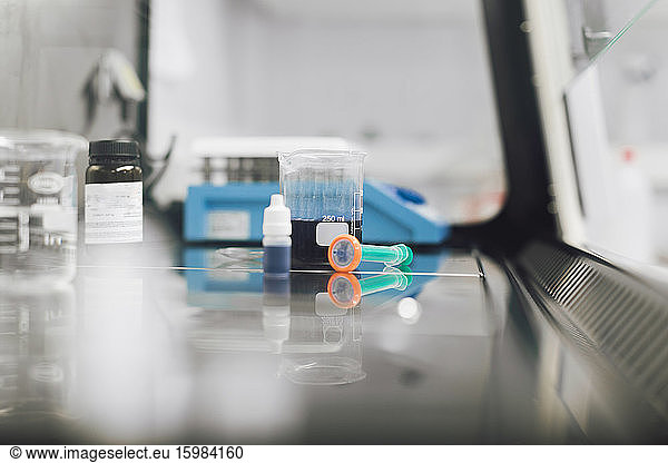Laboratory equipment on desk