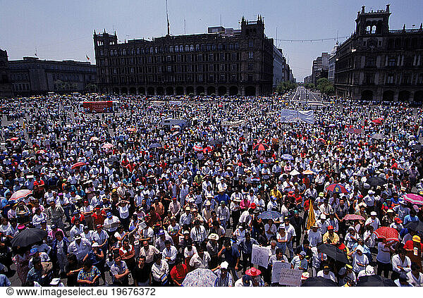Laborers gathered in Mexico City's zocalo on May Day.