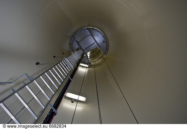 Ladder Leading Up the Center of a Wind Turbine