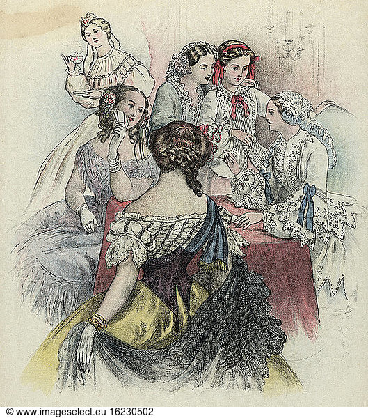 Ladies fashion  France 1850/60 / Lithograph