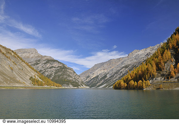 Lago di Livigno in Autumn  Livigno  Province of Sondrio  Lombary  Italy