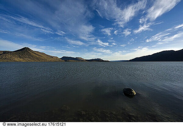 Lake Centrum S?? from just outside the door of my tent  View looking west.; Northeast Greenland   Greenland