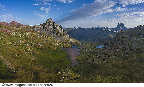 Lake covered with mountain against sky at Ibones of Anayet