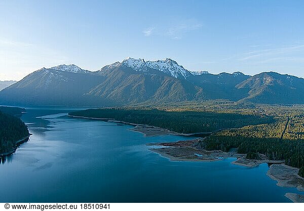 Lake Cushman and the Olympic Mountains at sunset