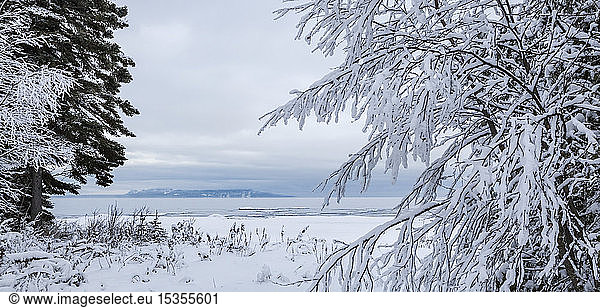Lake Superior und Schlafender Riese im Winter; Thunder Bay  Ontario  Kanada