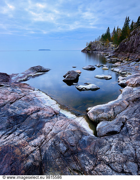 Lakeside rocks on Iso Koirasaari Island  Ladoga Lake  Republic of Karelia  Russia