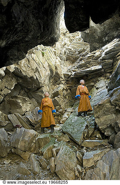 lamas in Dayan Derkh cave  Mongolia