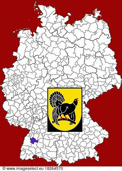 Landkreis Freudenstadt in Baden-Württemberg  Lage des Landkreis innerhalb von Deutschland  Wappen  mit Landkreiswappen (nur redaktionelle Verwendung) (amtliches Hoheitszeichen) (werbliche Nutzung gesetzlich beschränkt)