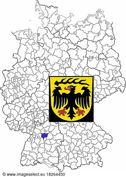 Landkreis Ludwigsburg in Baden-Württemberg  Lage des Landkreis innerhalb von Deutschland  Wappen  mit Landkreiswappen (nur redaktionelle Verwendung) (amtliches Hoheitszeichen) (werbliche Nutzung gesetzlich beschränkt)