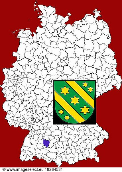 Landkreis Reutlingen in Baden-Württemberg  Lage des Landkreis innerhalb von Deutschland  Wappen  mit Landkreiswappen (nur redaktionelle Verwendung) (amtliches Hoheitszeichen) (werbliche Nutzung gesetzlich beschränkt)