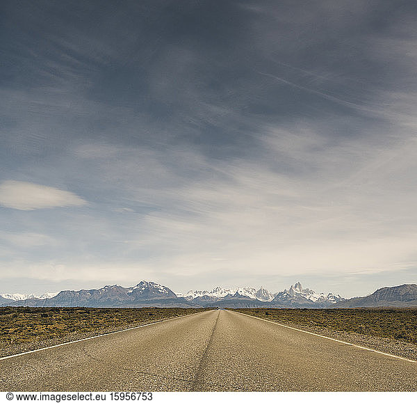 Landscape and empty road in Patagonia  Argentina