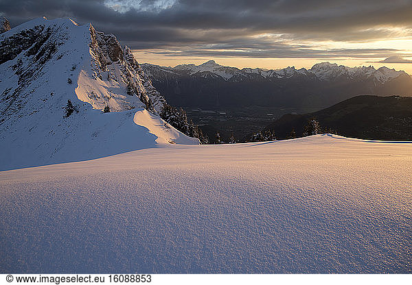 Landscape at dusk  Alps Vaud  Switzerland