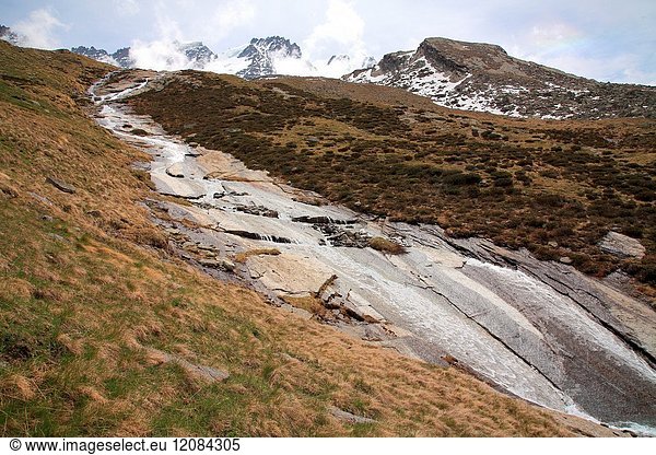 Landscape near Chabod refuge in the valley Valsavarenche in the National Park Gran Paradiso. Italy.