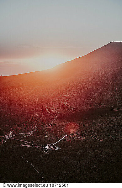 Landscape of Teide National Park from Guajara Mountain at sunset