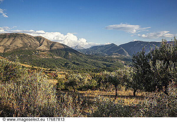 Landscape scenery of Mali I Gjere mountain range on sunny day  Albania
