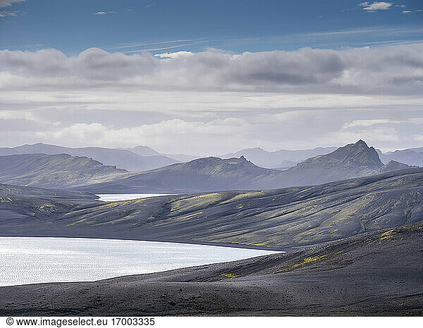 Landscape scenery of volcanic crater  Lakagigar  Iceland