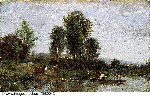 Landscape with a River  19th century Artist: Jean-Baptiste-Camille Corot