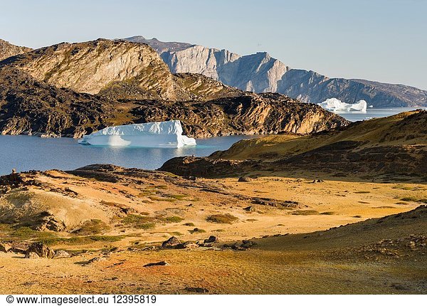 Landscape with icebergs in the Uummannaq fjord system in the north of west greenland. America  North America  Greenland  Denmark.