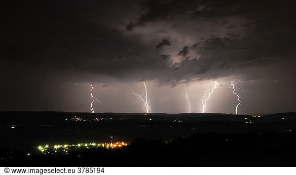 Landscape with Lightnings - Baden Wuerttemberg,  Germany,  Europe.