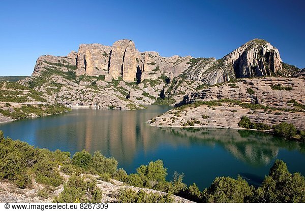 Landschaft  Huesca  Stausee  Spanien
