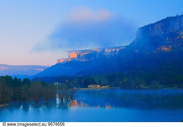 Landschaft Morgendämmerung Cuenca Cuenca Provinz Stausee Spanien