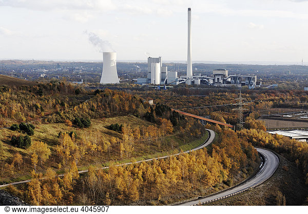 Landschaftspark im Herbst Halde Hoheward Industrielandschaft Herten Recklinghausen Ruhrgebiet Nordrhein-Westfalen Deutschland Europa