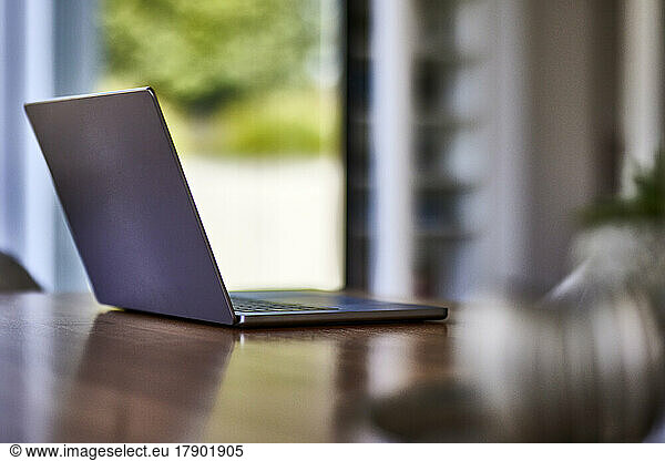 Laptop on table at home