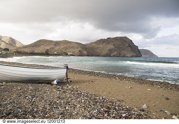 Las Negras beach and village in Cabo de Gata nature reserve Almeria Andalusia Spain