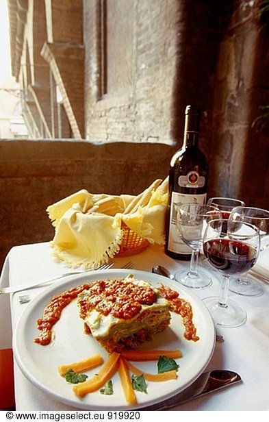 Lasagne at restaurant. Bologna. Italy