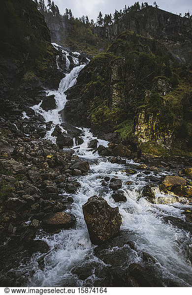 Latefossen waterfall in Vestland  Norway