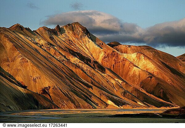 Lava rock  mountains  colored mountainsides  Landmannalaugar  Fjallabaksleið  highlands  central Iceland  Iceland  Europe