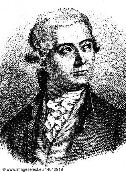 Lavoisier  Antoine Laurent  26.8.1743 - 8.5.1794  French chemist  portrait  wood engraving